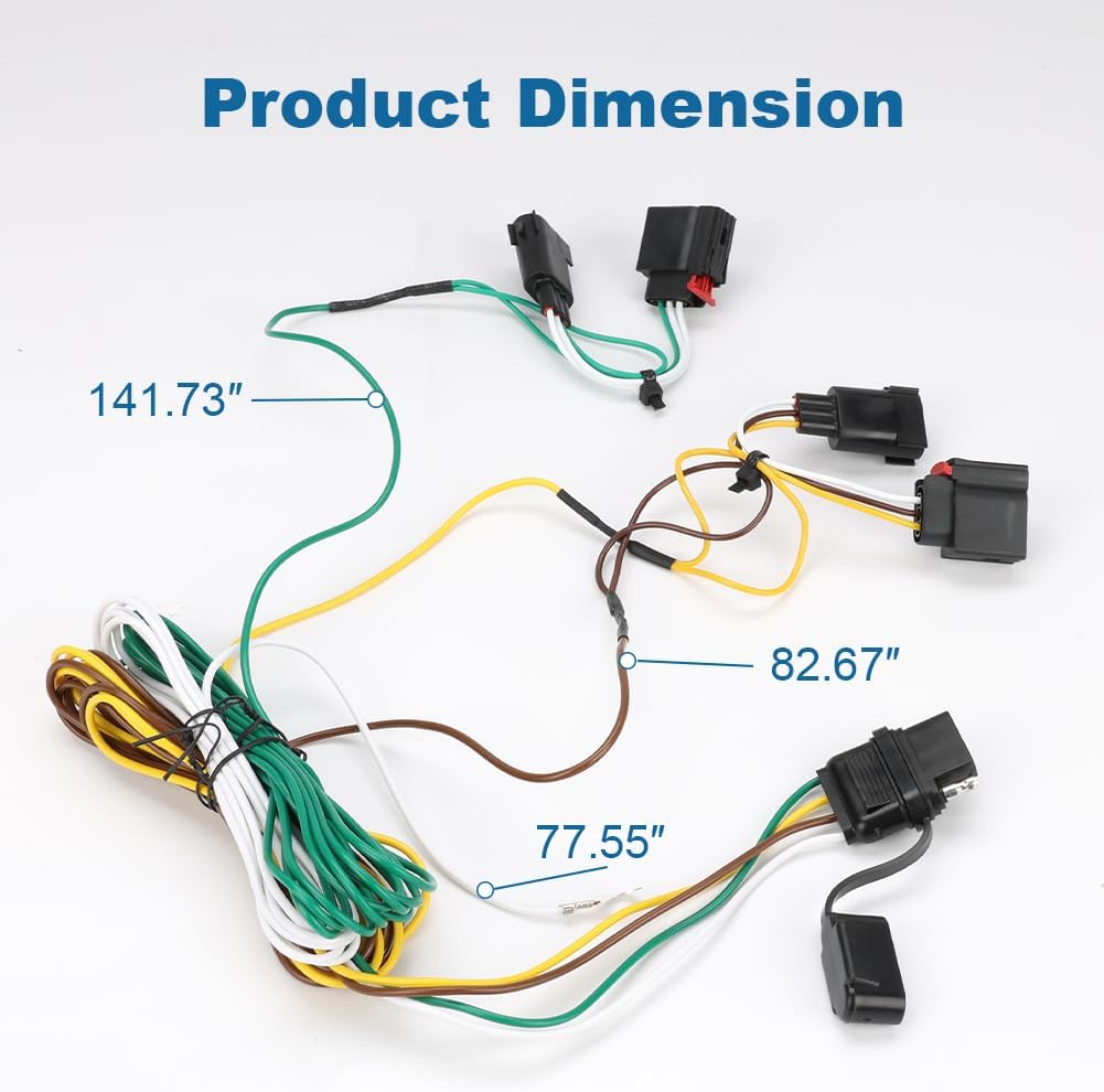 WATERWICH 4-Pin Trailer Wiring Harness Compatible with Jeep Grand Cherokee 2007-2013 Replacement for 56009 Trailer Hitch Wiring Harness for Trailer Lights Connect
