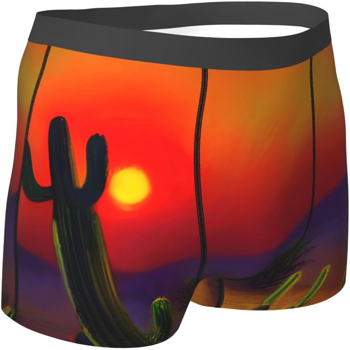 Sunset Cactus In Desert Print Men'S Boxer Briefs Soft Breathable Polyester Fabric With Comfortable