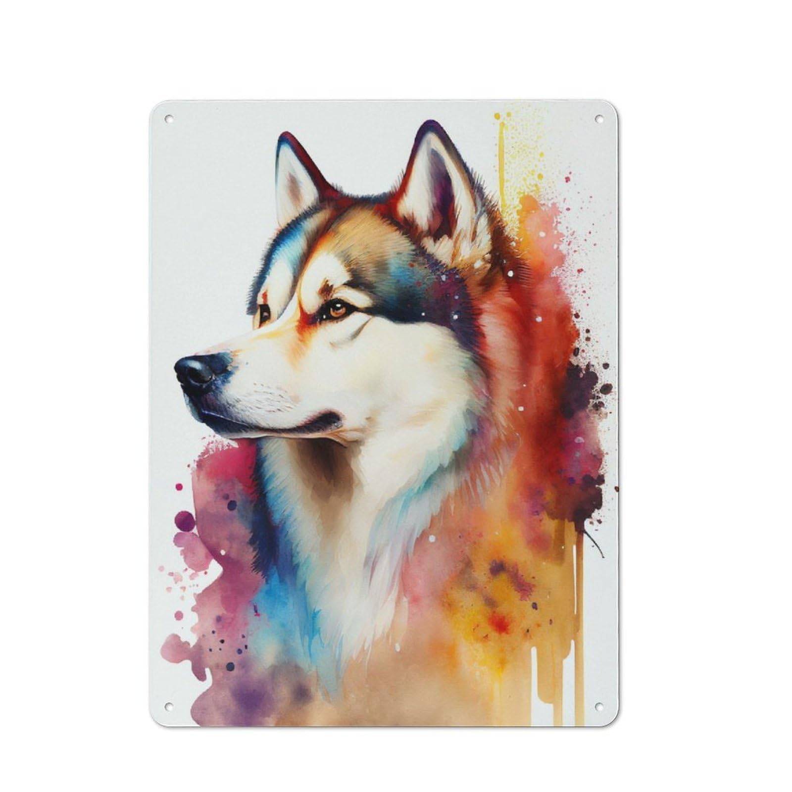 Junmoney Husky Dog Colorful Tin Sign 40X30cm With For Pub Or Café, Rustic Decor, For Kitchen, Dining Room And Home Bar Wall Decor