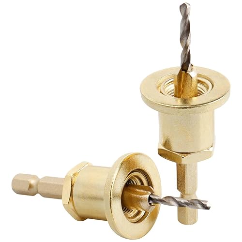 Miniatura 7 de Juego de 5 brocas avellanadoras de vástago hexagonal de 14 de pulgada, juego de brocas avellanadoras ajustables con tope de profundidad, broca de