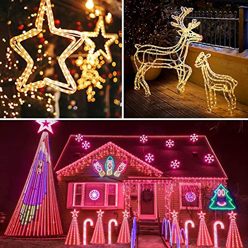 66Ft Rope Lights Outdoor String Lights Plug In, 200 Led 16 Colors Changing Waterproof Fairy Lights With Remote Timer Rope Lighting For Camping Garden Patio Wedding Party Christmas Outdoor Decorations #TOP6