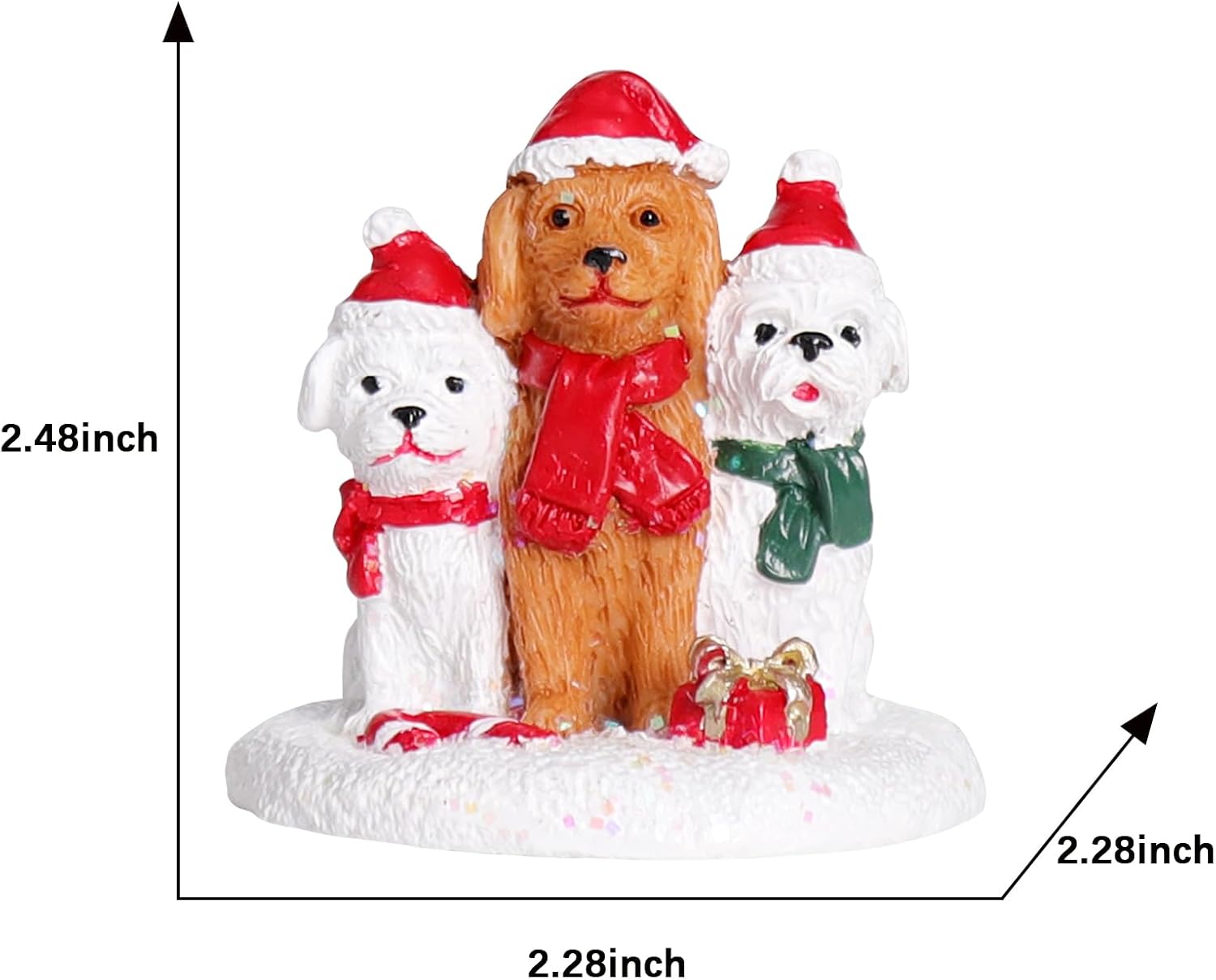 NINIPAPA Christmas Village Accessories 3 Doggy Send for Santa's Villages Cute Resin Christmas Ornaments Decoration