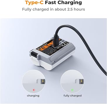 K&F CONCEPT 2600mAh EN-EL15C Battery, USB-C Fast Charging Z6iii Battery Compatible with Nikon ZR, Z8, Zf, Z7, Z6, Z7ii, Z6ii, Z5, D850, D810, D810A, D780, D750, D610, D500, D7500, D7200 Camera