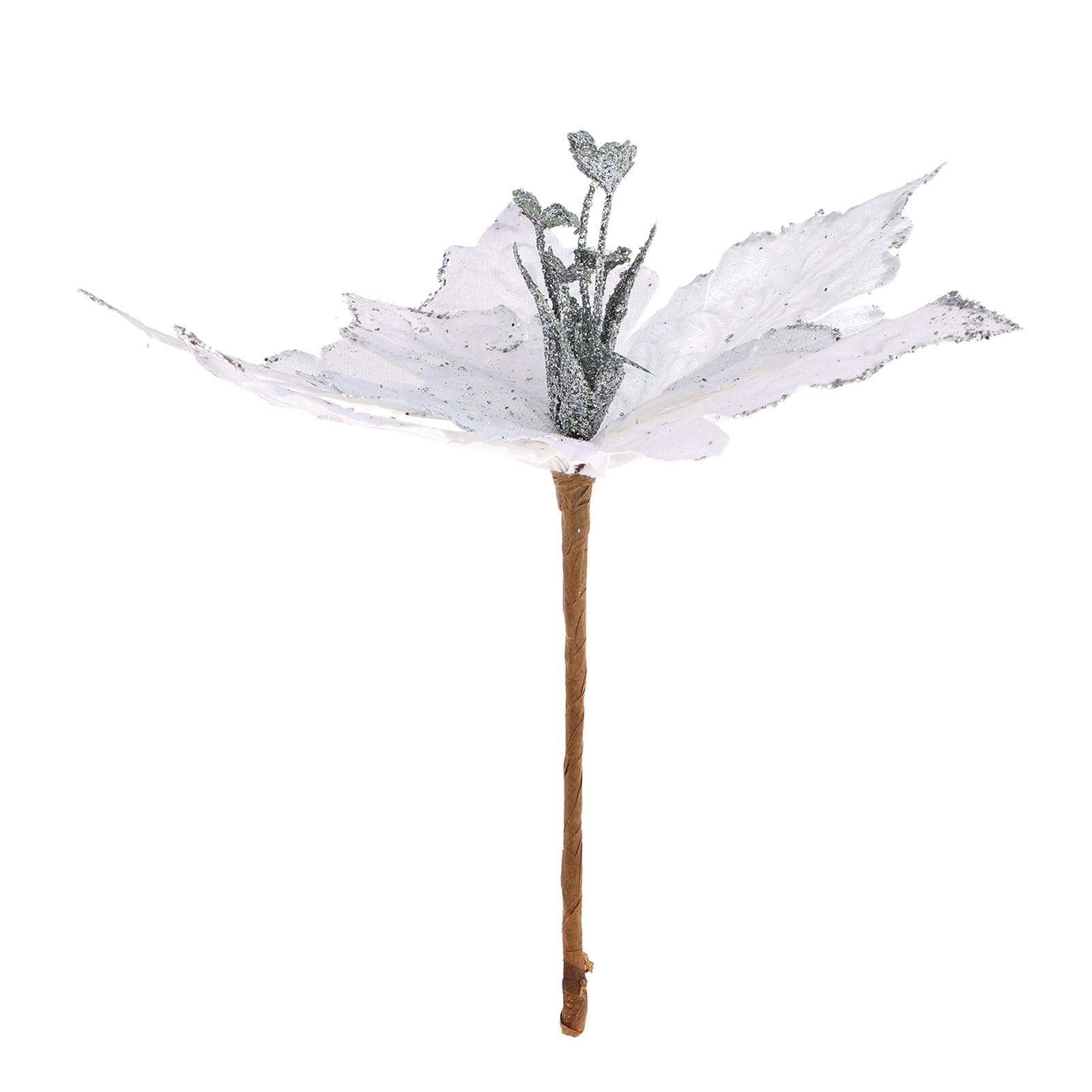 Poinsettia Artificial Flowers, Christmas Flowers Faux Flowers Artificial Poinsettia Bouquet with Clips and Stems Glitter Christmas Tree Ornaments Christmas Floral Arrangements Decoration(white,6)
