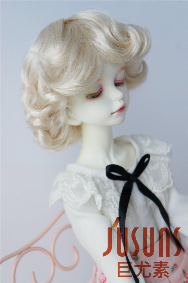JD369 7-8inch 18-20CM Cupid Smart Curly BJD Wigs 1/4 MSD Synthetic Mohair Doll Hair Vinyl Doll Accessories (Blond) image 2