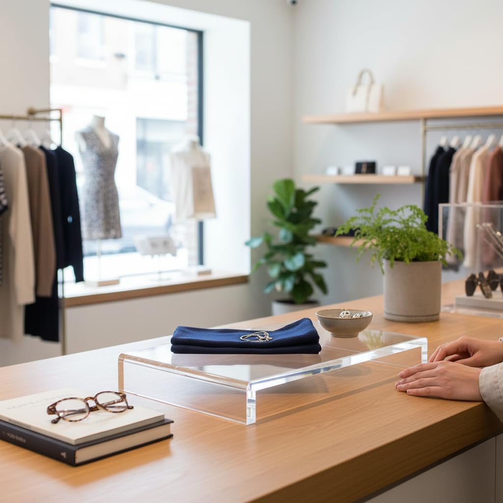 Azar Displays 515369-1PK Acrylic Laptop Stand, Computer Riser for Desk, Monitor Stand, Closet Organizer for Clothes & Shoes, Cabinet Display for Accessories and Décor (15-Inch)