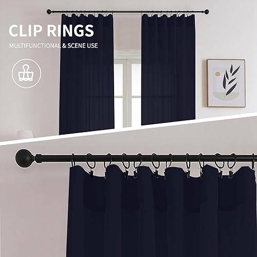 Miniatura 5 de CUCRAF Paneles de cortinas transparentes para sala de estar, dormitorio, cortinas de tratamiento de semi ventana, bolsillo para barra de gasa, juego