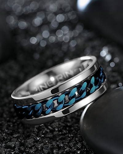 Vista 65 de King Ring 8mm Spinner Ring – Fidget Ring for Men & Women – Designed in USA Negro