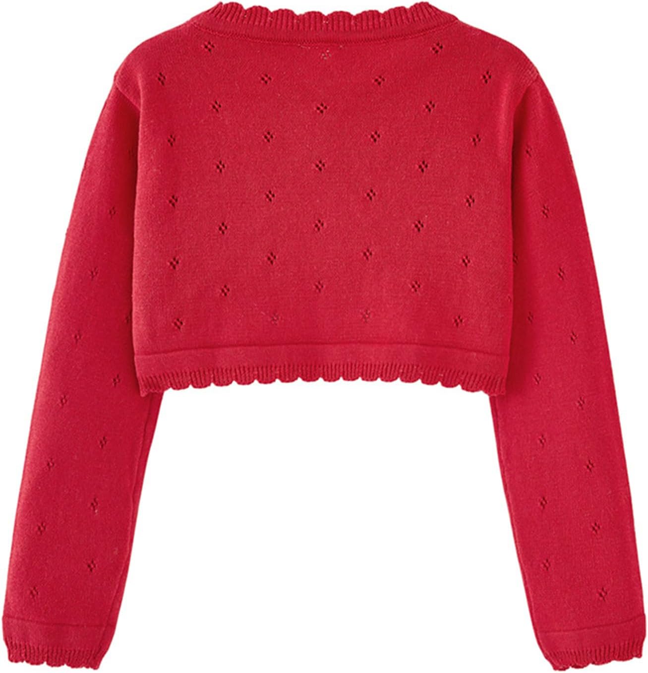 Yishengwan Mädchen Bolero Strickjacke - Baumwolle Langarm Cardigan