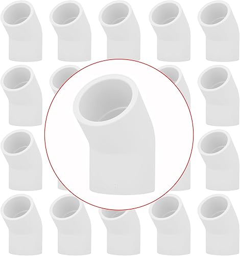 Paquete de 20 conectores de montaje de tubería de codo de PVC de 34 pulgadas de 45 grados (enchufe x zócalo) muebles de grado de construcción SCH40