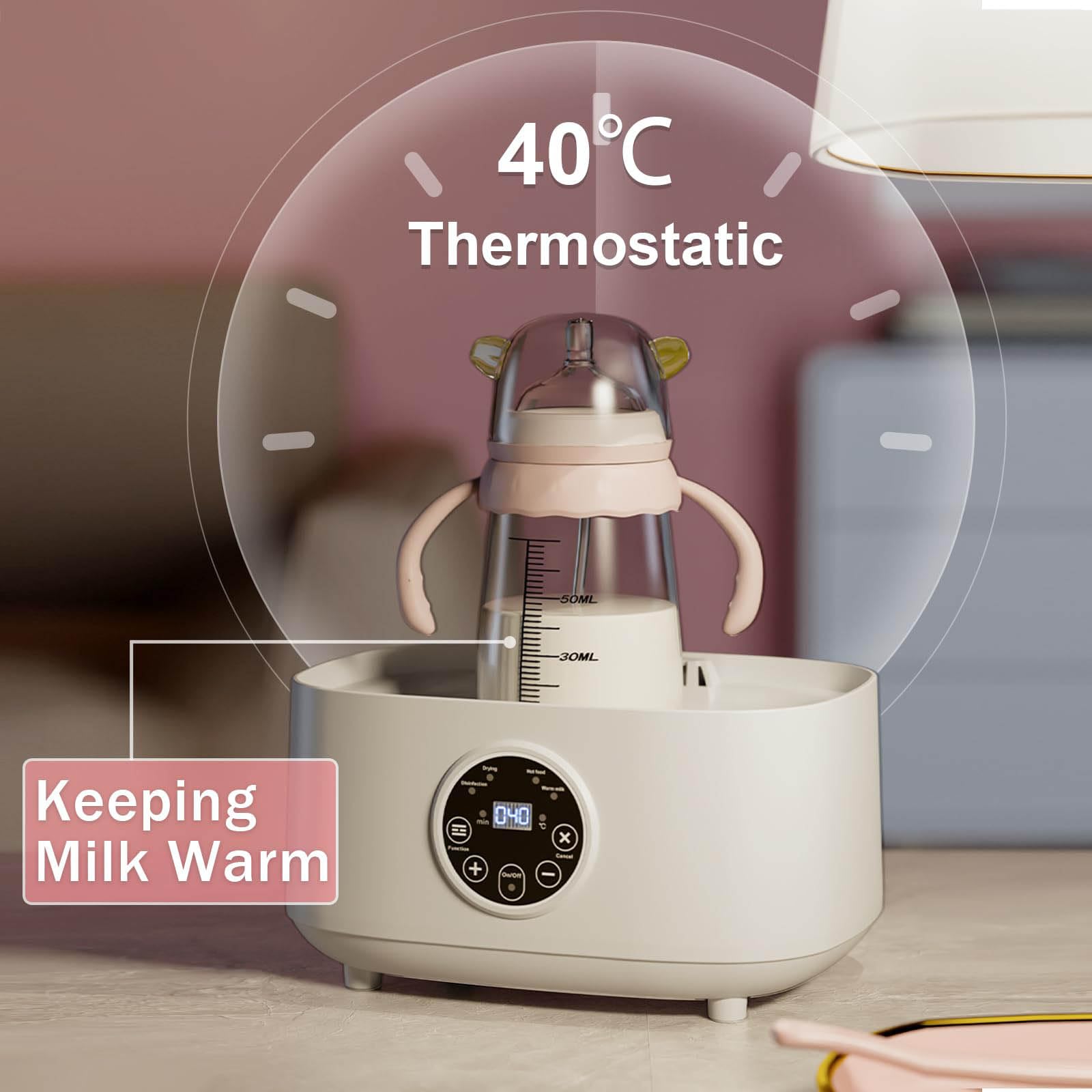 Chauffe-biberon intelligent pour nourrisson - Thermomètre constant - Pasteurisation efficace - Fonction de séchage rapide - Sans rouille - Chauffe-biberon combiné - Stérilisateur