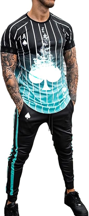 Mens Sportswear Two Piece Set Casual Fitness Jogging Suit