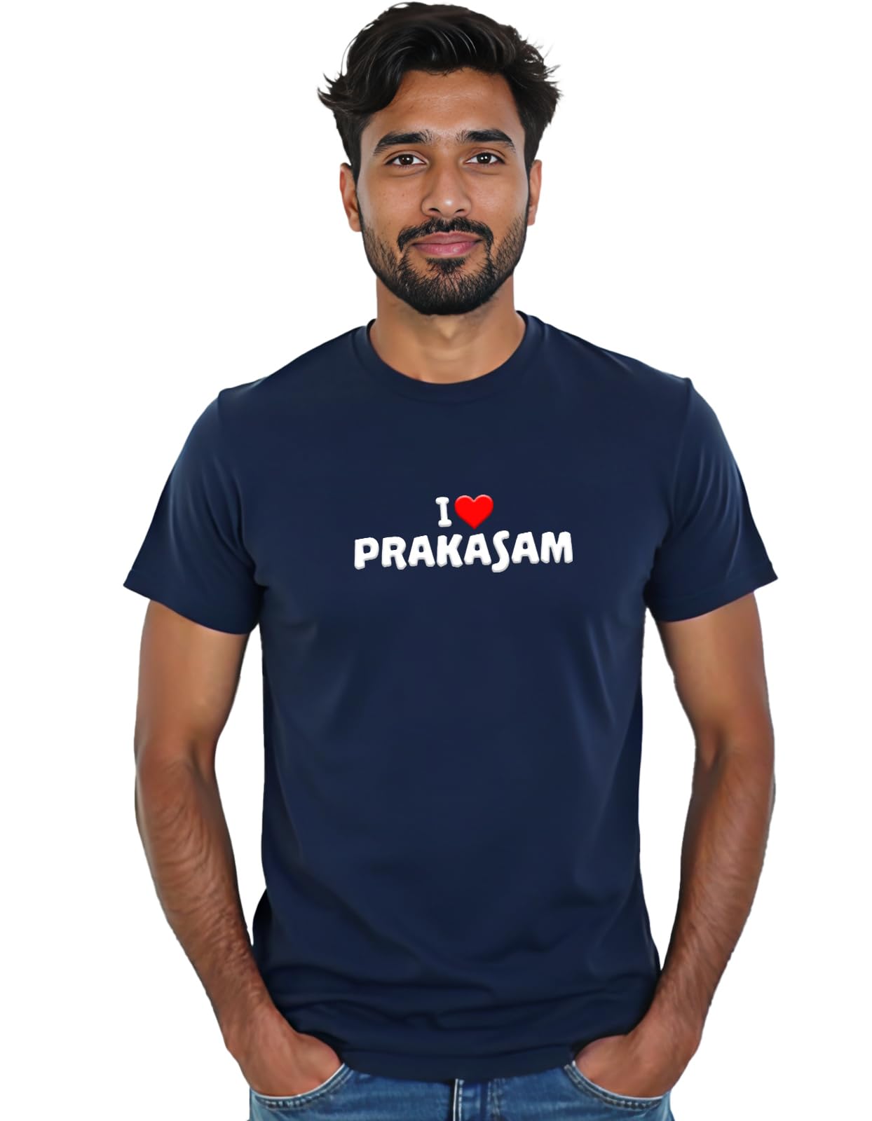 ™ I Love Prakasam T-Shirt Printed T-Shirt for Men & Women| Half Sleeves Round Neck Pure Cotton Regular Fit Unisex T-Shirts-image-16