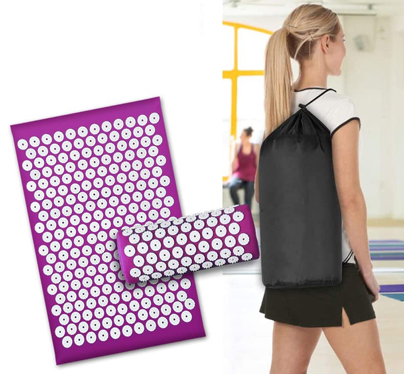 Massage Yoga Mat Pillow Massage Set Foot Back Head Relax Relieve Stress Home Fitness Supplies Yoga Cushion (purple)