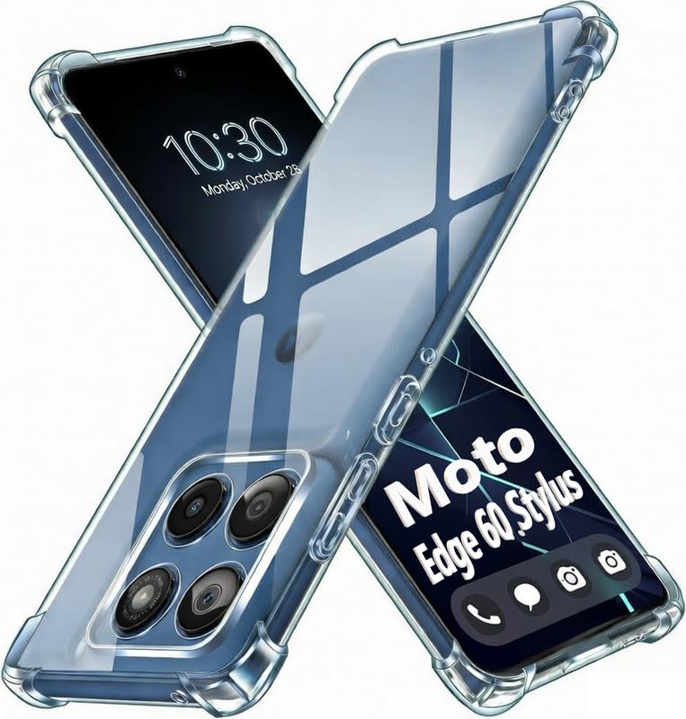Image of Lustree Back Cover Transparent Case Compatible with Motorola Edge 60 Stylus 5G | Clear + TPU Case with 4 Corner Air Cushion Protection & Camera Protection | Slim& Stylus Cover