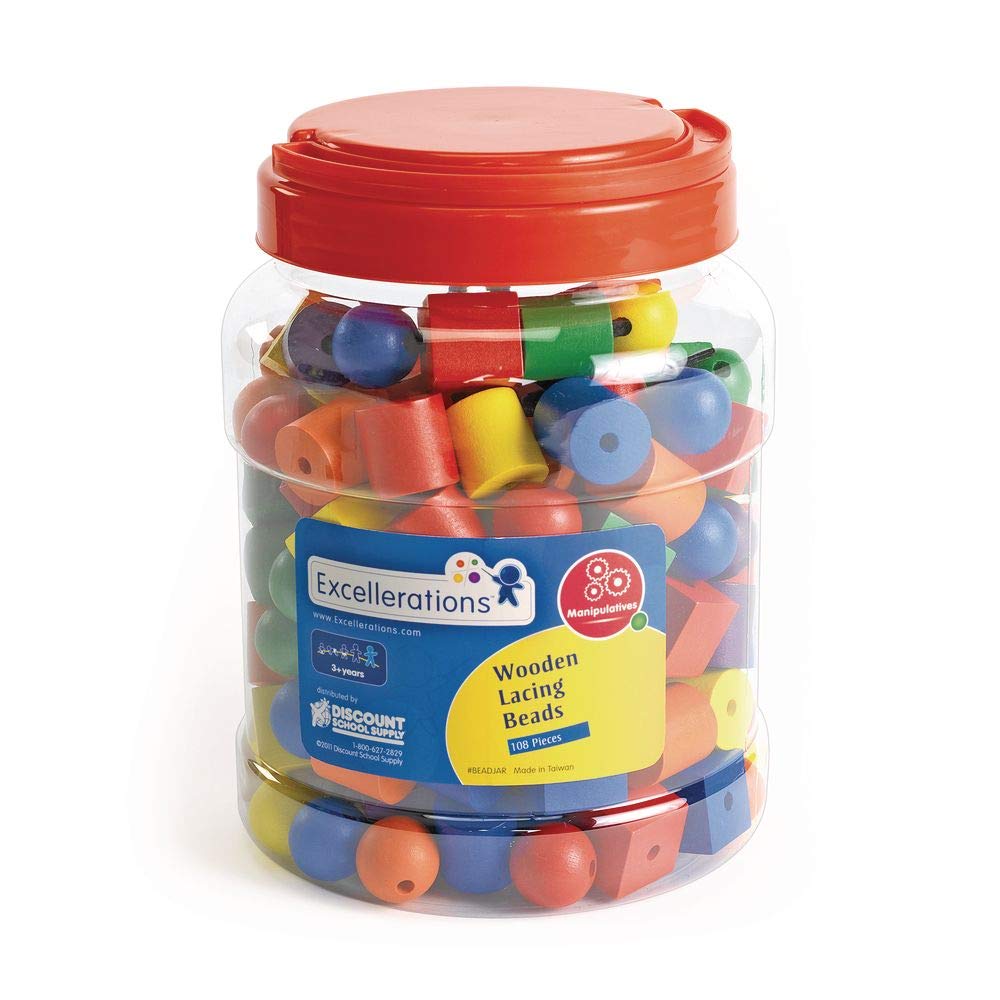 Excelleration Wooden Lacing Beads 108 Pieces, Fine Motor Skill Development, STEM Toy, Educational Toy, Preschool, Kids Toys - Image 5