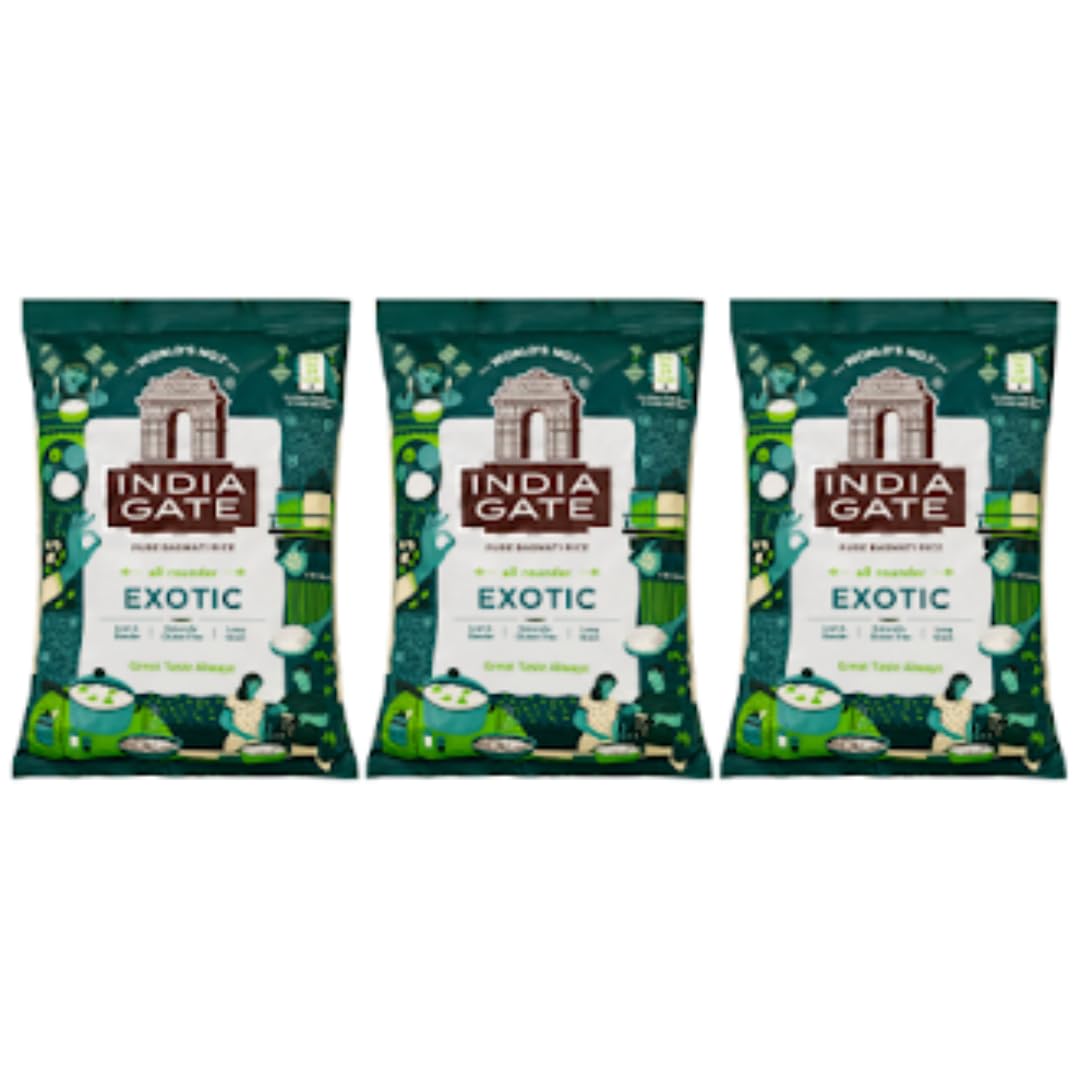 India Gate Exotic Basmati-Reis-Paket 3 x 5 kg (15 kg) | Aromatischer Reis für Biryani, Pilaw & die tägliche Küche | Produkt aus Indien