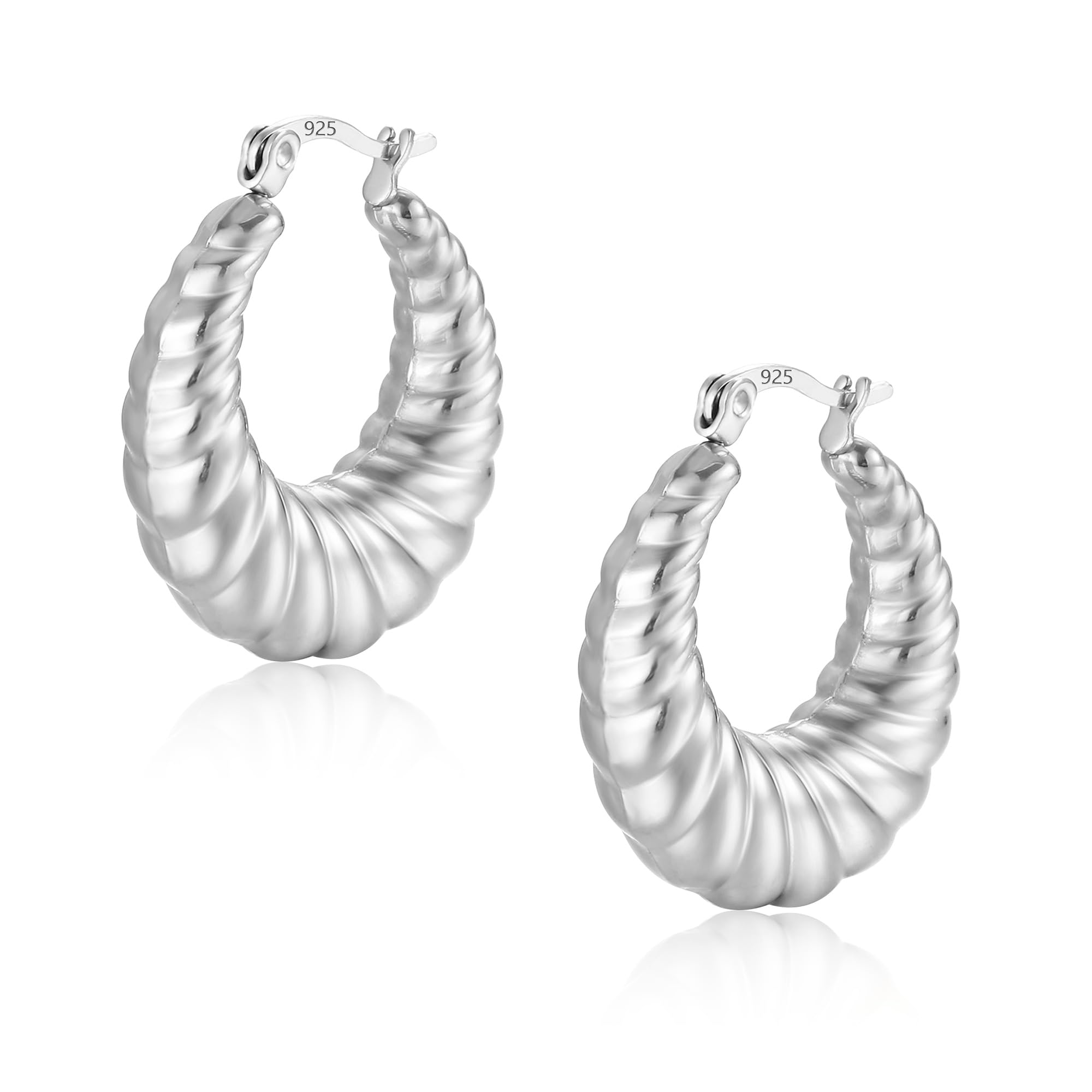 Silber Ohrringe Ohrstecker Silber 925, 2 Paar Creolen Ohrrin