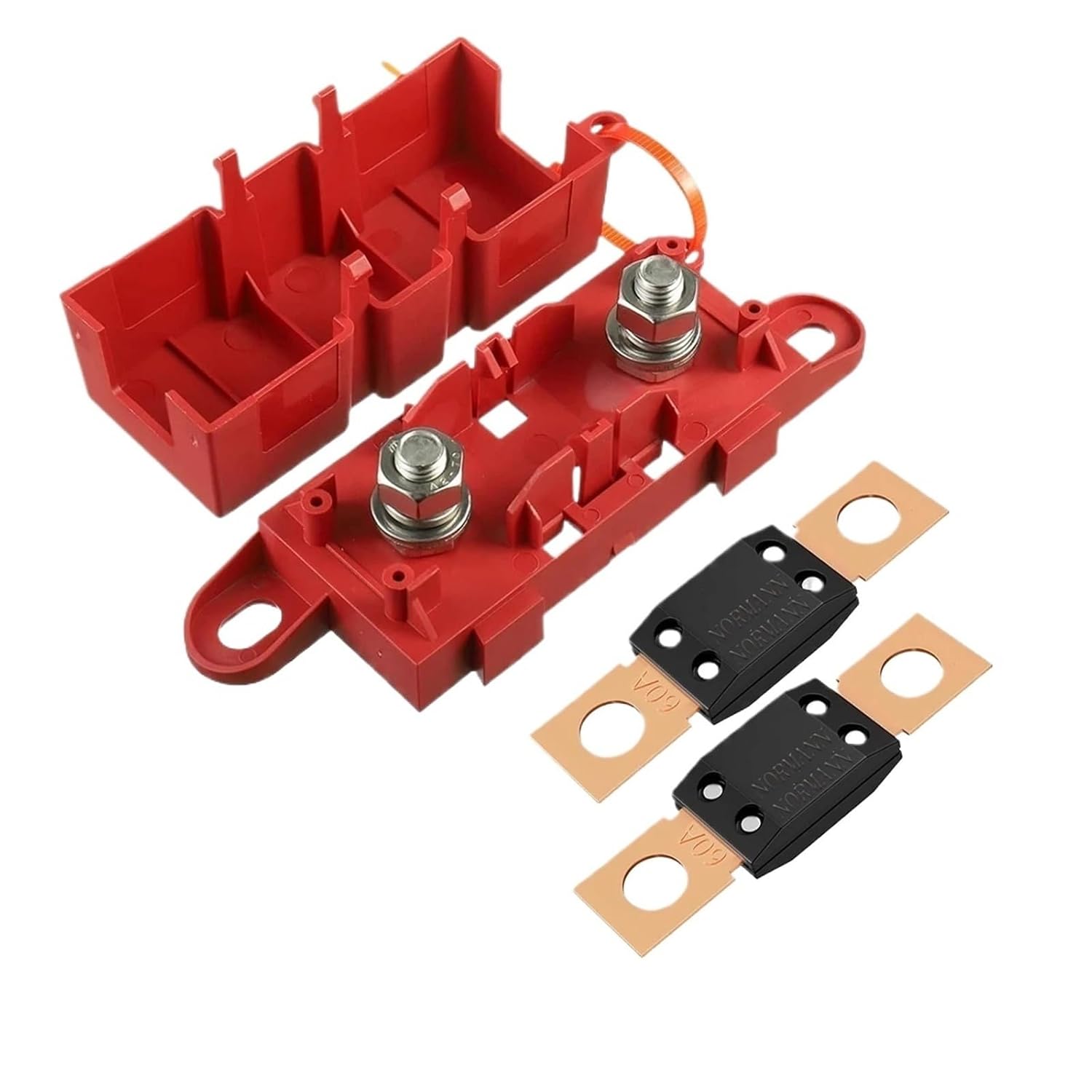 Red Fuse Block ANL Bolt-on Blade Fuse Holder Flat Type Fuse for Car Boat 80A 100A 125A 150A 175A 200A 250A 300A(250A)