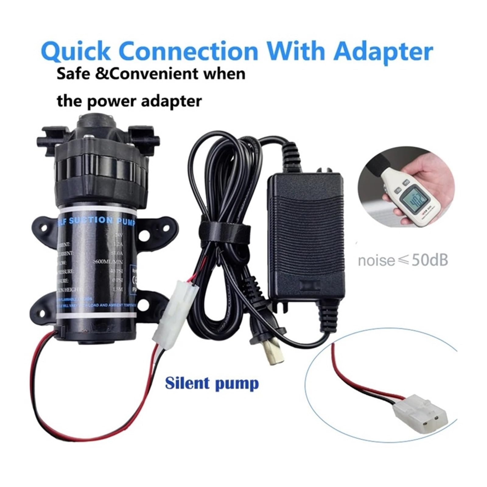 Bomba Silenciosa De Refuerzo De Agua RO 24V, Sistema De Agua De Ósmosis Inversa, Bomba De Aumento De Presión(Pump and power)