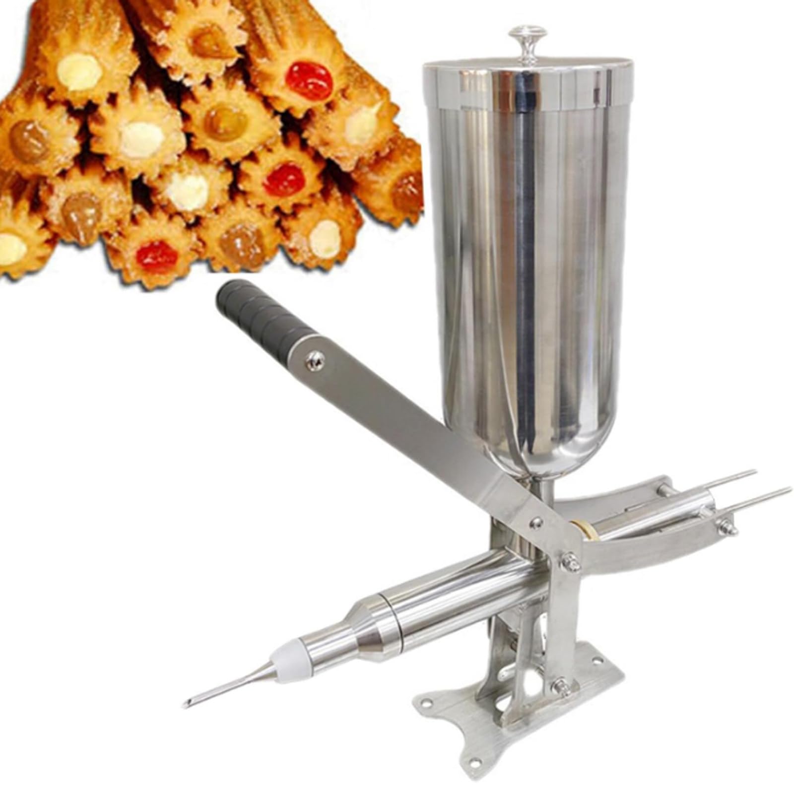 Xygzythror Multicolor Donut Machine, Churro Jam Filling Machine, Commercial Manual Maker Stainless Steel Fruit Donuts Filling Machine, For Restaurants, Cafeterias, Bakeries