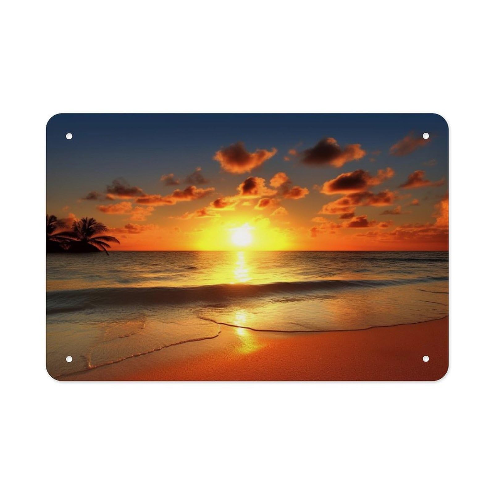 Fodpand Style Beach Sunrise Wall Art Metal Signs Tin Sign