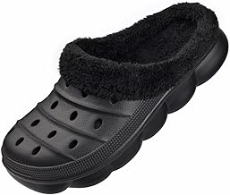 Harssidanzar Men's and Women's Lined Clogs, Unisex Winter Fleece Breathable Walking Garden Shoes, Warm Non-Slip Slipper Shoes, HU203EU