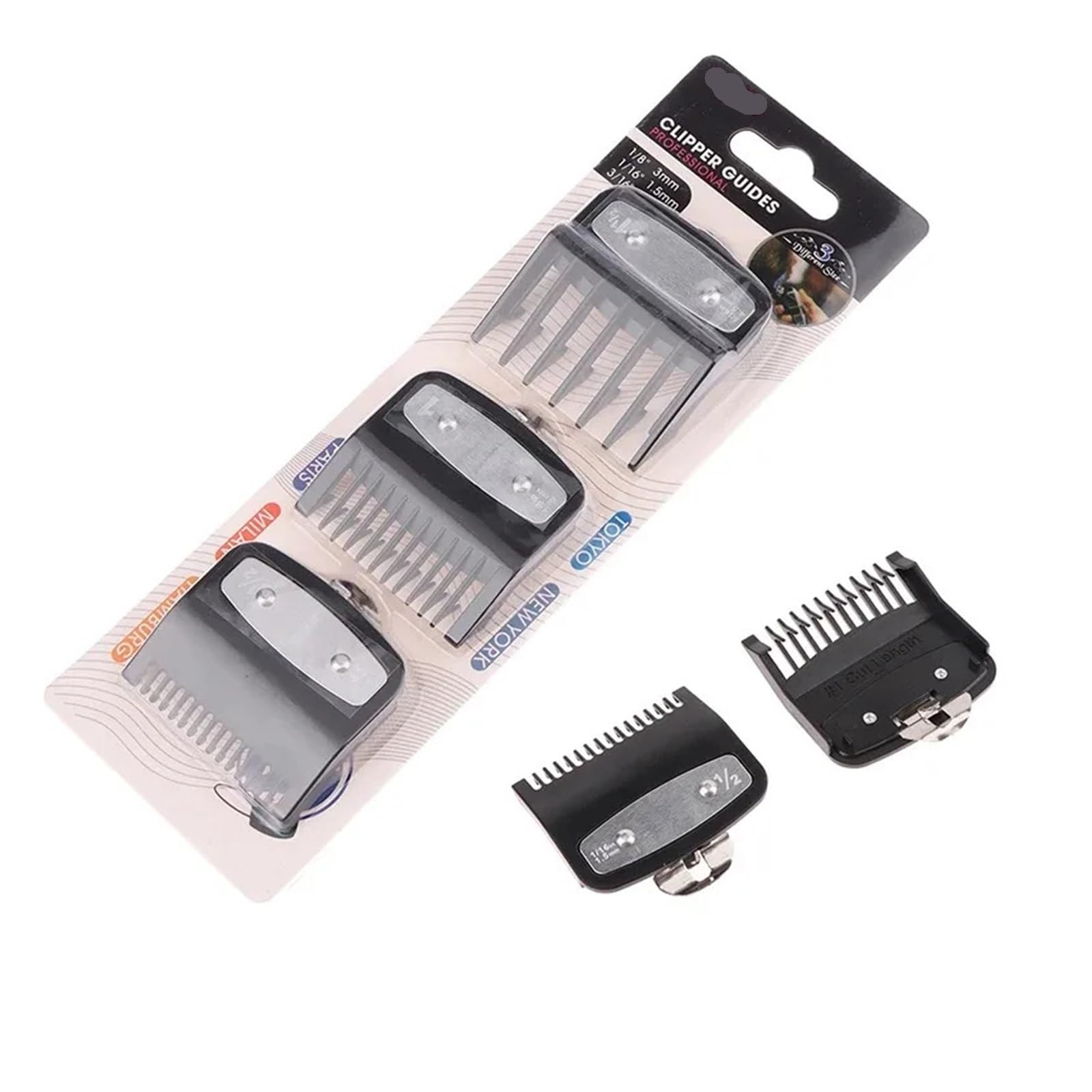 Vielseitiges Black Limit Kamm-Set, Haarschneider-Schutz, Führungskämme, Trimmer, Styling-Werkzeuge, Aufsatz, Kompatibel Mit 1,5 Mm, 3, 4. Stück(111-BlackX3)