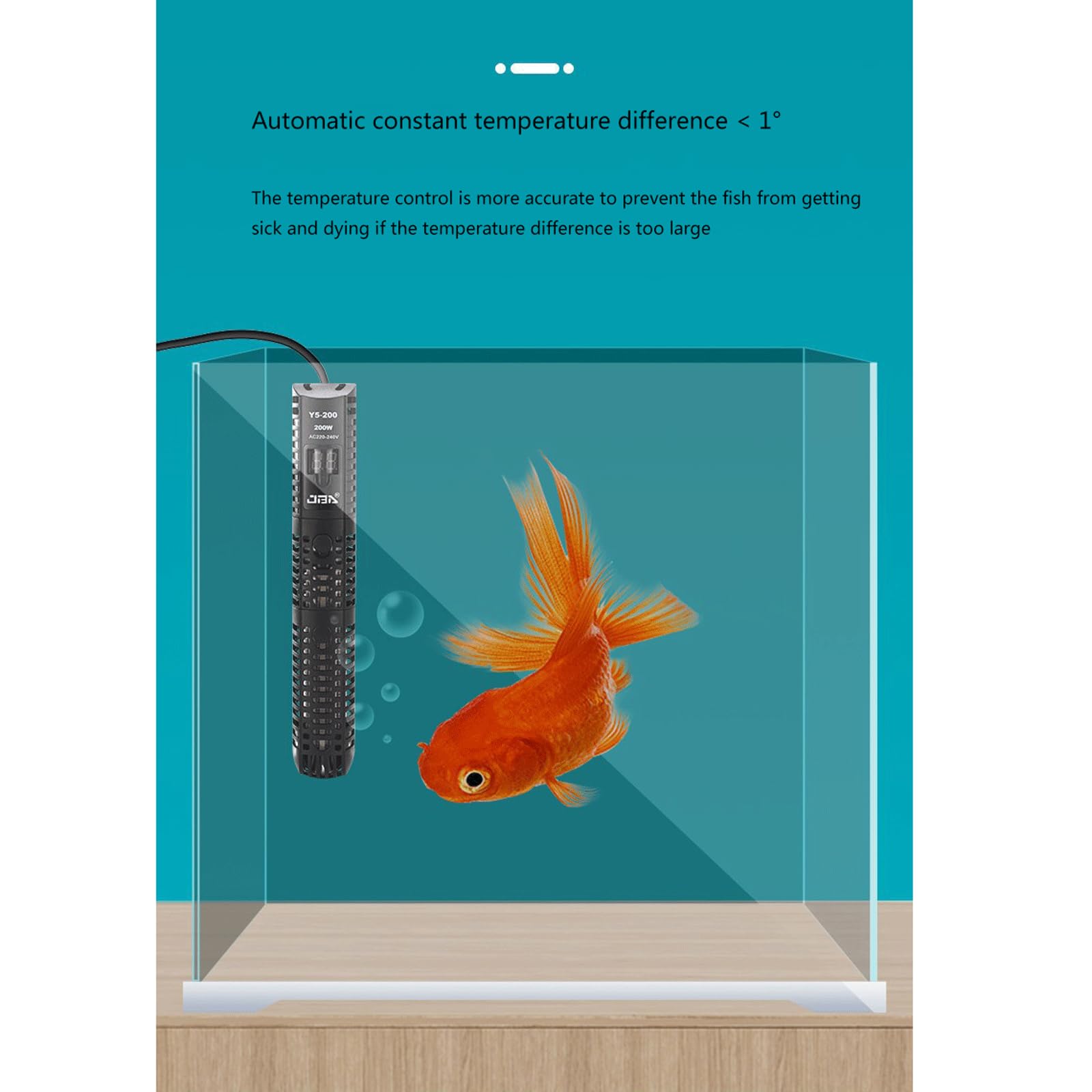 Tanque de Peces Acuario Pantalla Digital Varilla calefactora Temperatura Constante automática Calentador a Prueba de explosiones, 100W (200W)