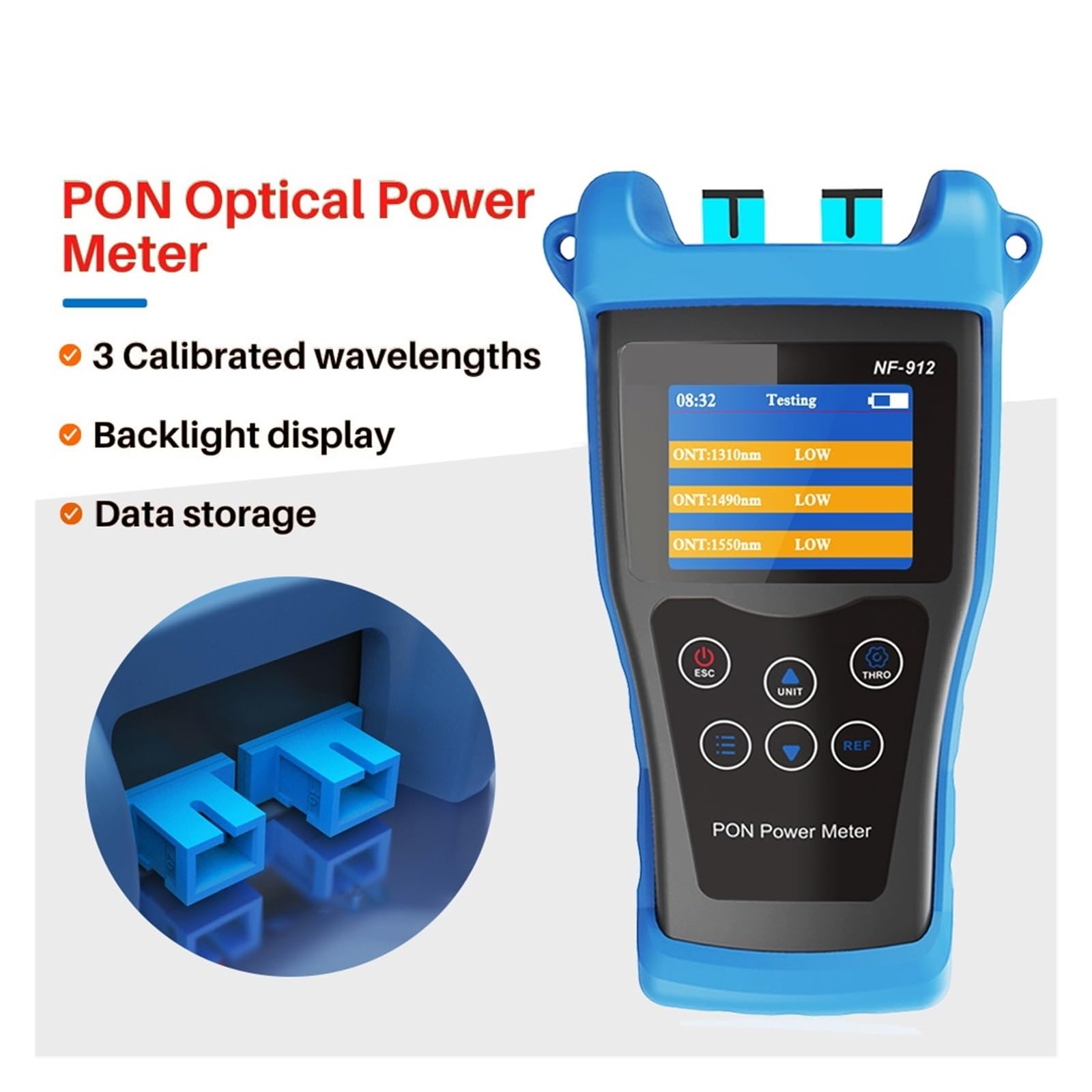 Testeur de fibre optique, Compteur De Puissance Optique PON Fiber Portatif 1330nm/1490nm/1550nm Testeur OTDR Avec Port SC