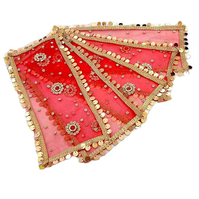 Mata Rani Small Net Chunri with Shiny Border - Pack of 2 Piece