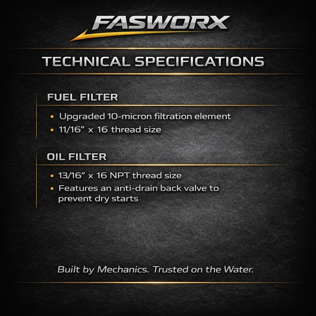 Water Separating Fuel Filter & Spin-On Oil Filter - Fits MerCruiser, Volvo Penta, OMC GM-Based 3.0L, 4.3L, 5.0L, 5.7L, 7.4L, 8.1L, and 8.2L Engines - Replaces 35-802893Q01 35-866340Q03