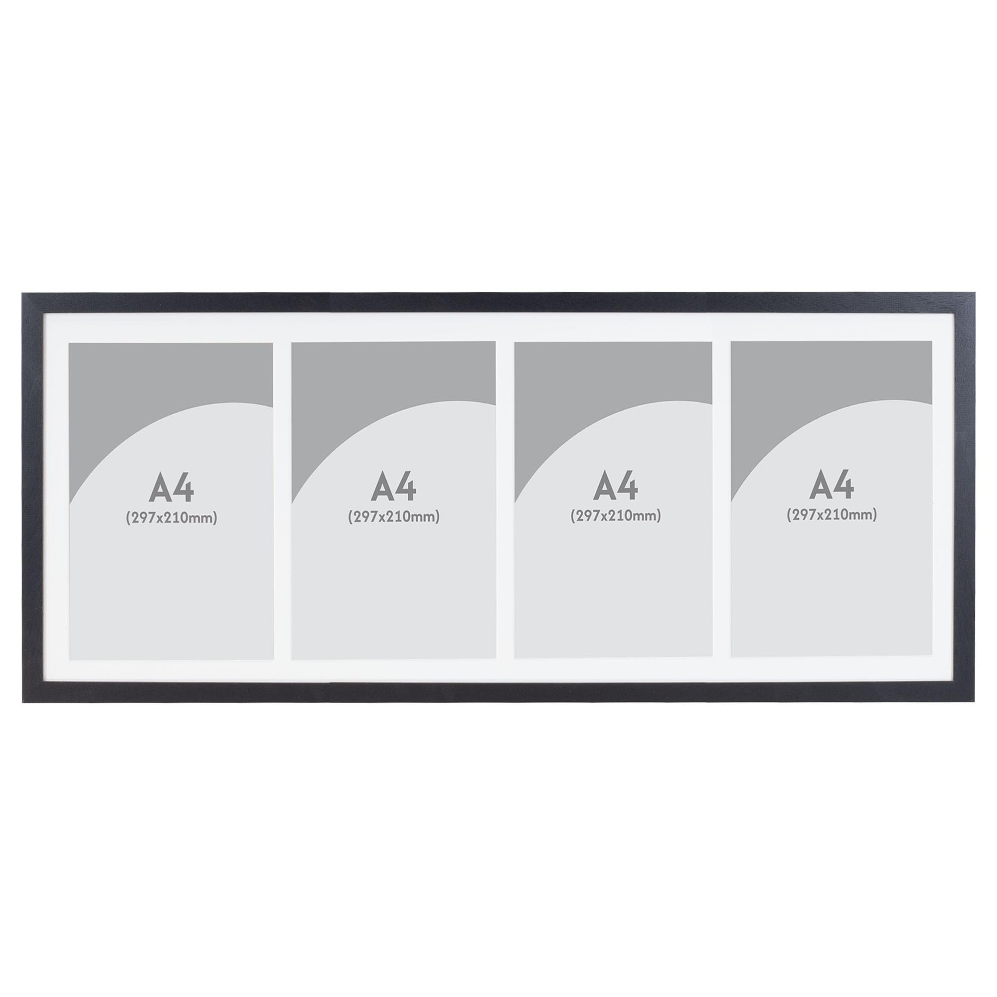 Boldon Framing Photo Frames Multiple Pictures Black Collage Photo Frame for 4 A4 photos or certificates - Graduation Multi Picture Frames for Wall Hanging - Neatly Display Lots of Photos In one frame