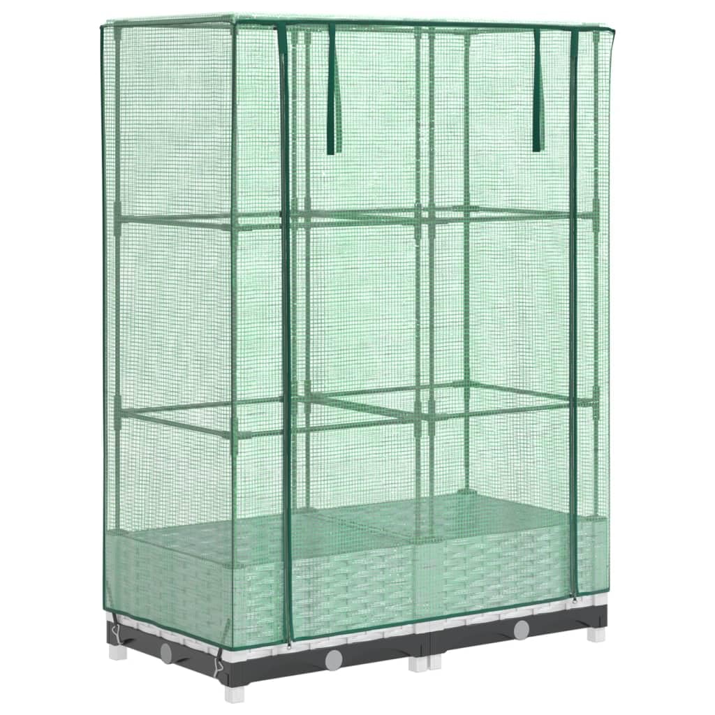 Vidaxl White Raised Bed With Greenhouse Cover Rattan Look 80X40x123 Cm
