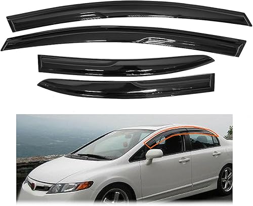 Miniatura 6 de ZXMOTO Protectores de lluvia para ventana lateral de ventilación de montaje exterior, 4 unidades para Honda Civic 2006-2011 sedán de 4 puertas