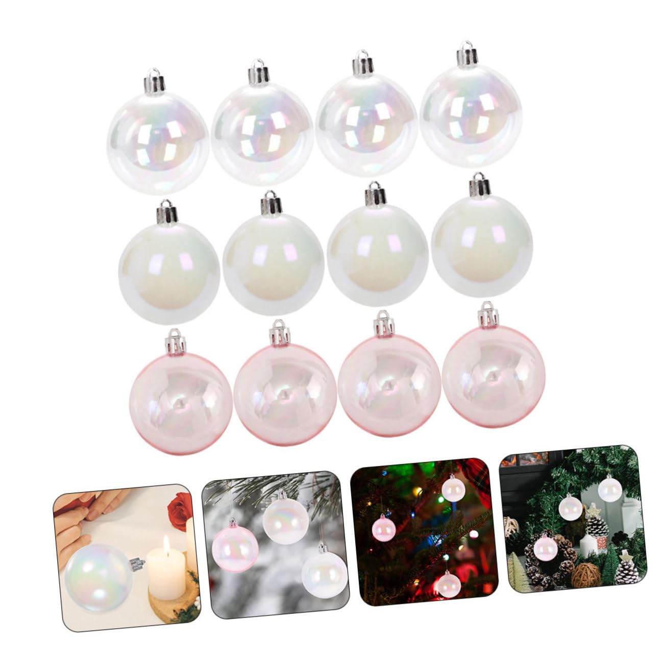 Gatuida 24piezas Adornos Colgantes De Navidad Transparentes para Árbol Bodas y Accesorios De Fiesta para Un