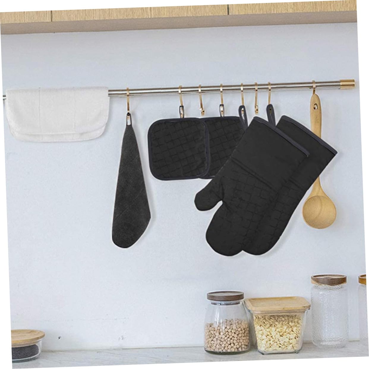 Mikinona Hitzebeständige Ofenhandschuhe Kochhandschuhe mit Wärmeisolierung Gepolstert für Backen und Küche