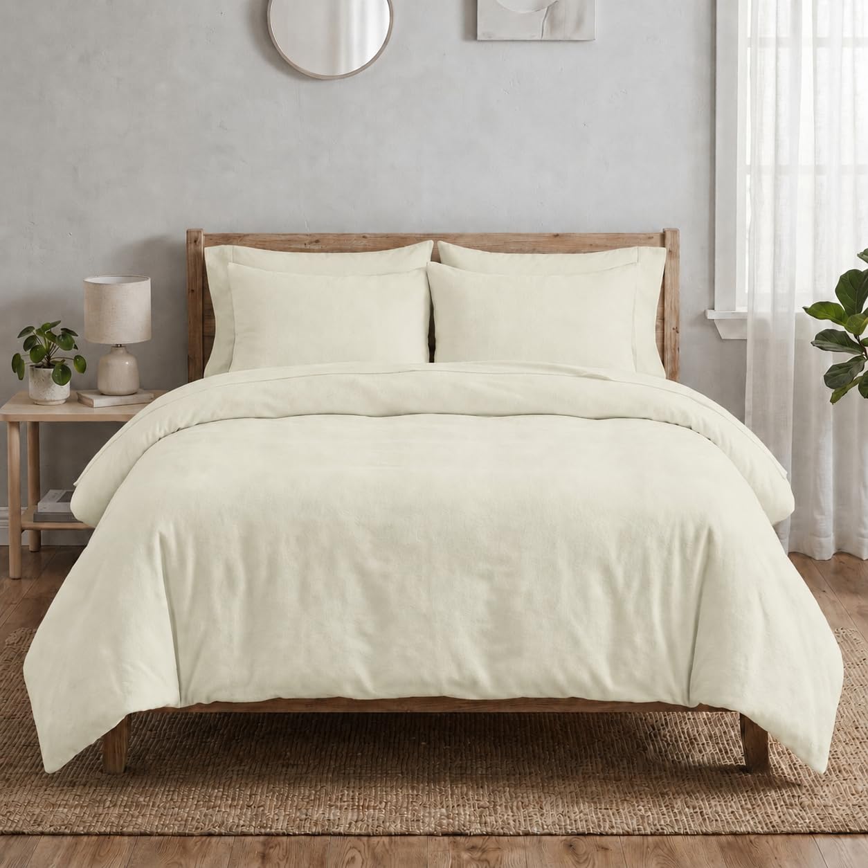 100% Brushed Cotton Flannelette Duvet Cover Set Single โ Warm Winter Bedding Set, Soft Thermal Flannel Bedding Set with Pillowcase (135x200 cm) โ image 1