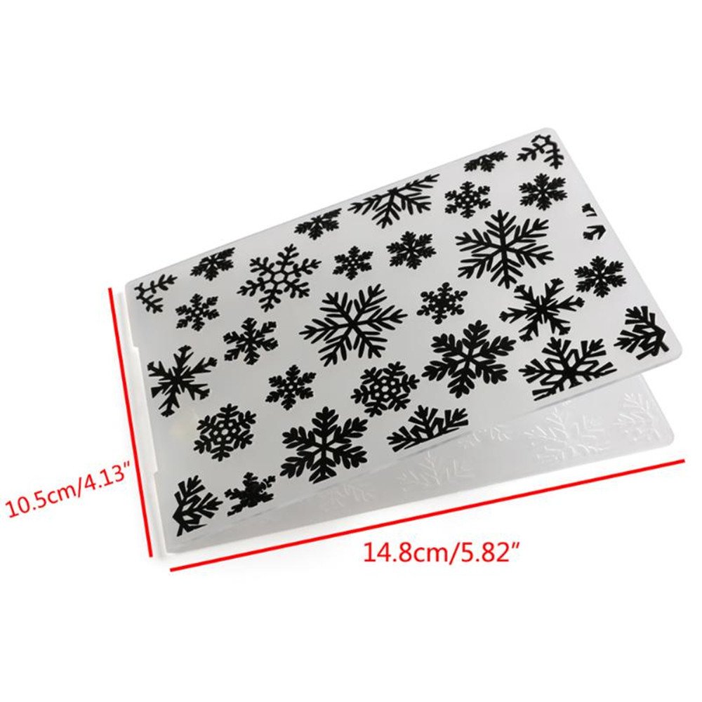 arriettycraft Merry Christmas Happy New Year Snowflake Background Plastic Embossing Folder for Scrapbook DIY Album Card Tool Plastic Template Folders