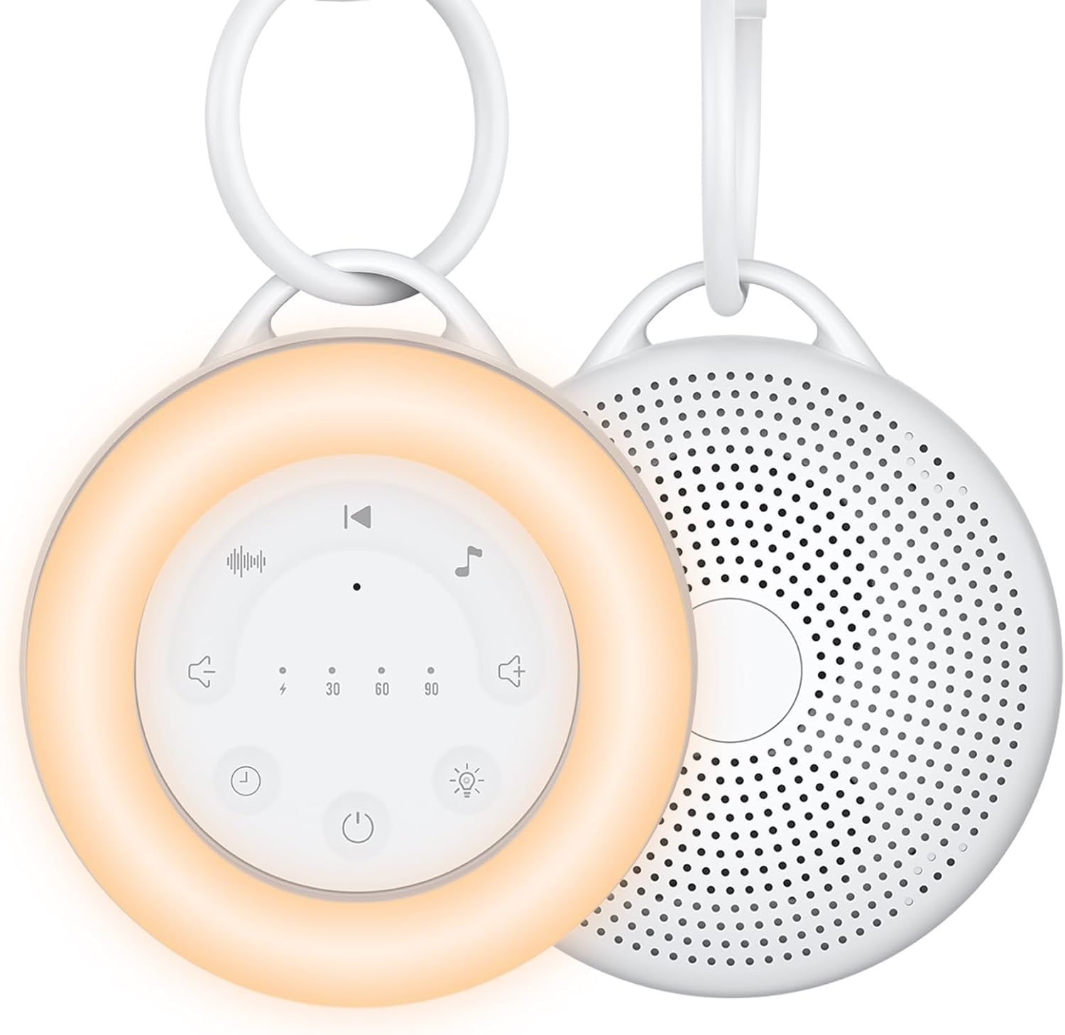 YGiTK White Noise Machine Einschlafhilfe mit 24 Beruhigende Geräusche Tragbare Weißes Rauschen Maschine 2000mAh Akku mit 3-Timer Memory-Funktion 16 stufige Lautstärke für Babys Erwachsene (Weiß)
