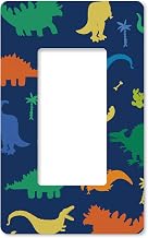 My Daily Placa de parede sem parafusos Capa de interruptor de 1 gangue, capa de tomada termoplástica decorativa azul da coleção dinossauros dos desenhos animados, parafuso oculto, 11,5 x 7 cm
