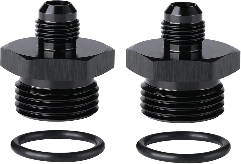Adaptador de combustível Podavelle 6AN macho para 12AN ORB com O-ring em alumínio preto – 2 unidades