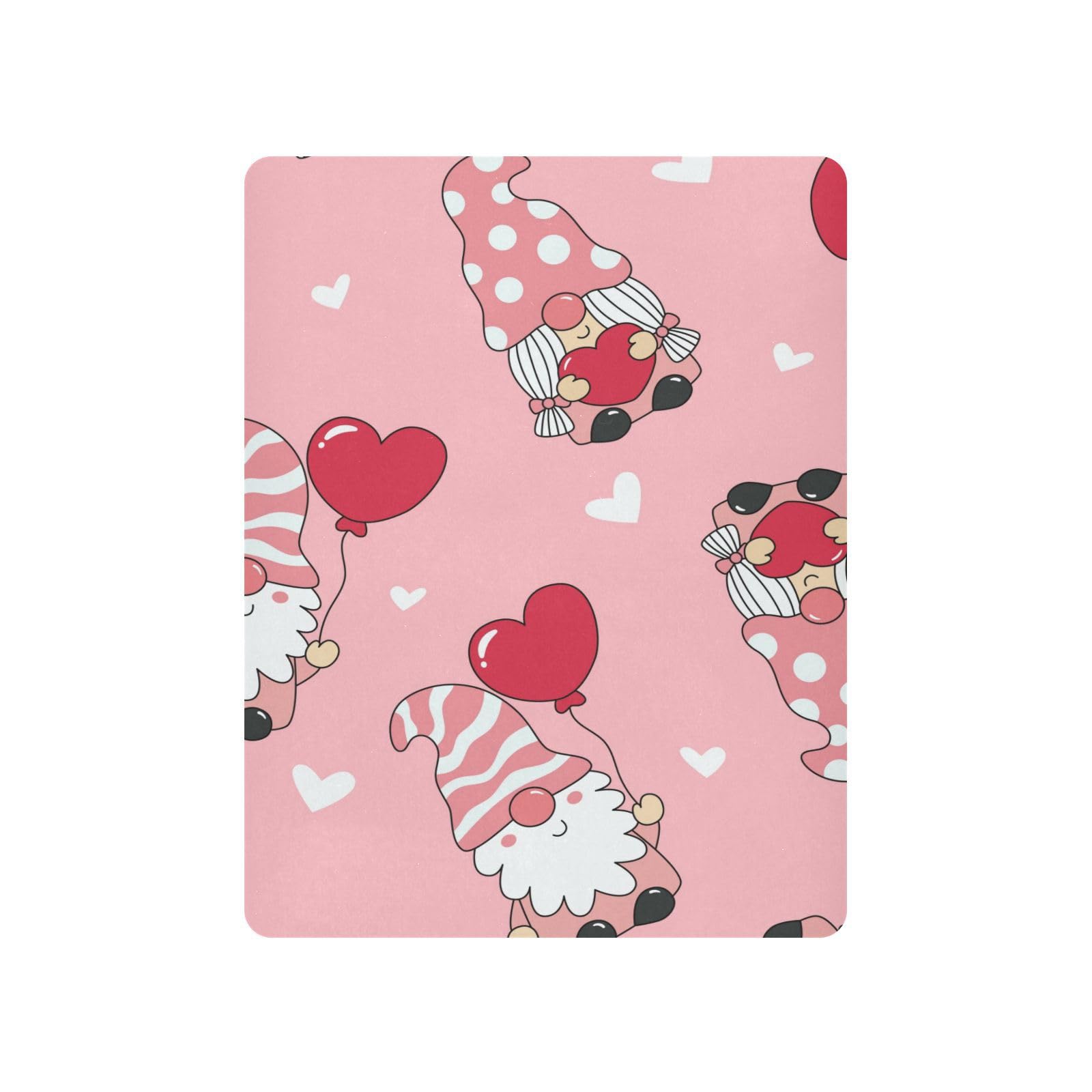 Moudou Valentine's Day Gnome Playard Sheet for Boy Girls, Soft Breathable Fitted Toddler Sheet for Standard Playard Bed Mattress, 39 x 27 x 5 Inch