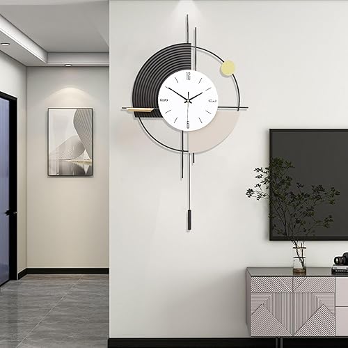 Miniatura 4 de Reloj de pared con péndulo, cuarzo de calidad silenciosa, funciona con pilas, reloj de pared grande para sala de estar, cocina, hogar, baño,