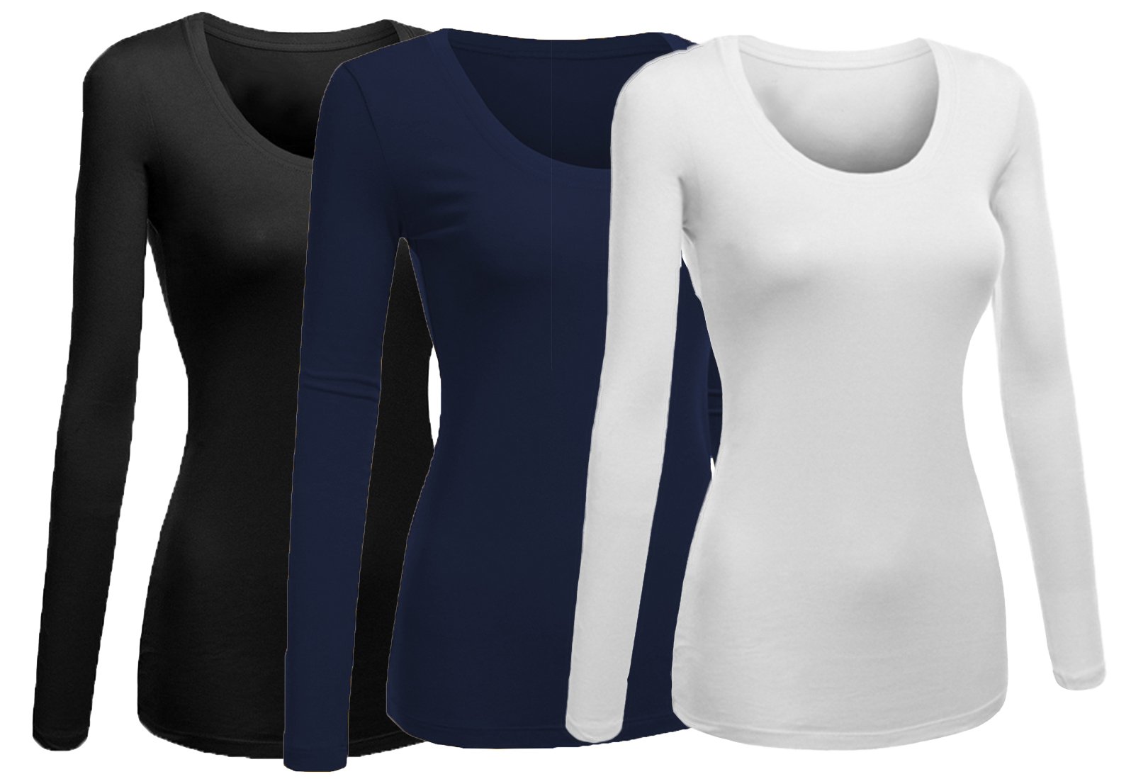 EmmaliseWomen's Basic Athletic Fit Tshirt Long Sleeves Round Crew Neck Tee