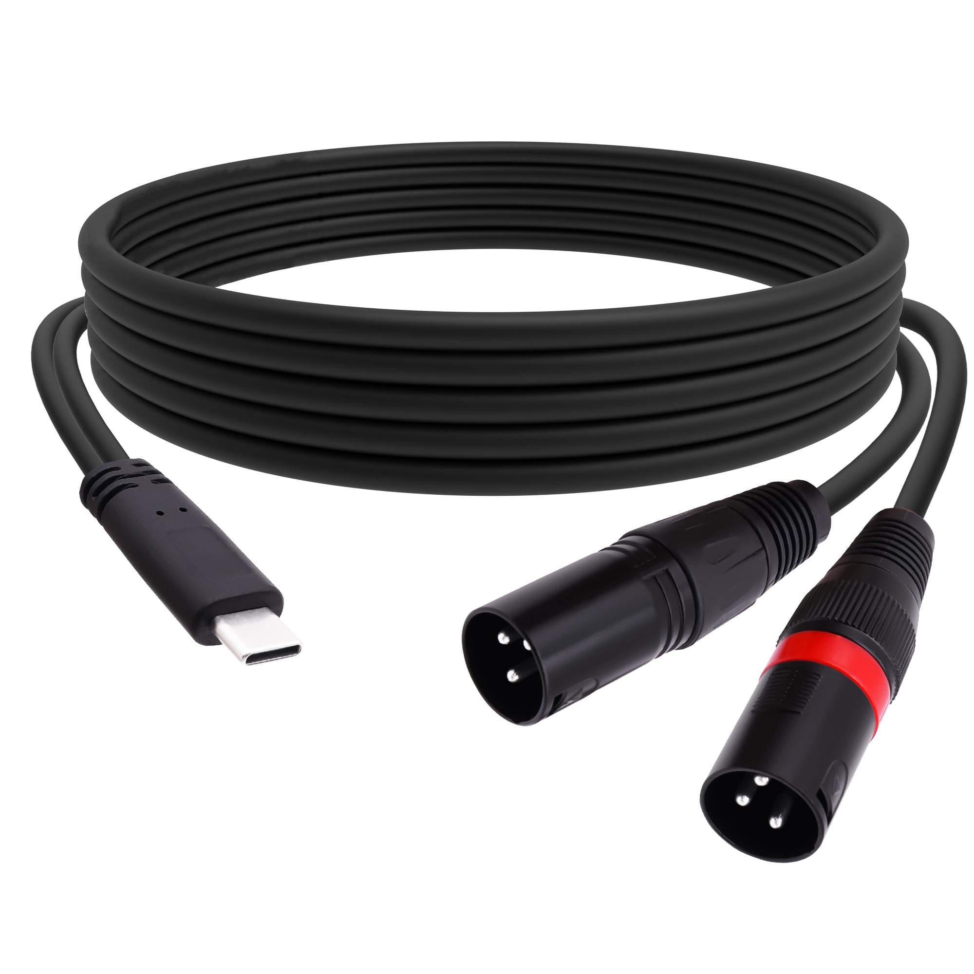 YARCHONN USB C to Dual XLR Audio Cable Type C to 2 XLR Male Output Stereo Adapter Amplifier Converter Cable Cord for Smartphones Laptops-1M/3.3FT