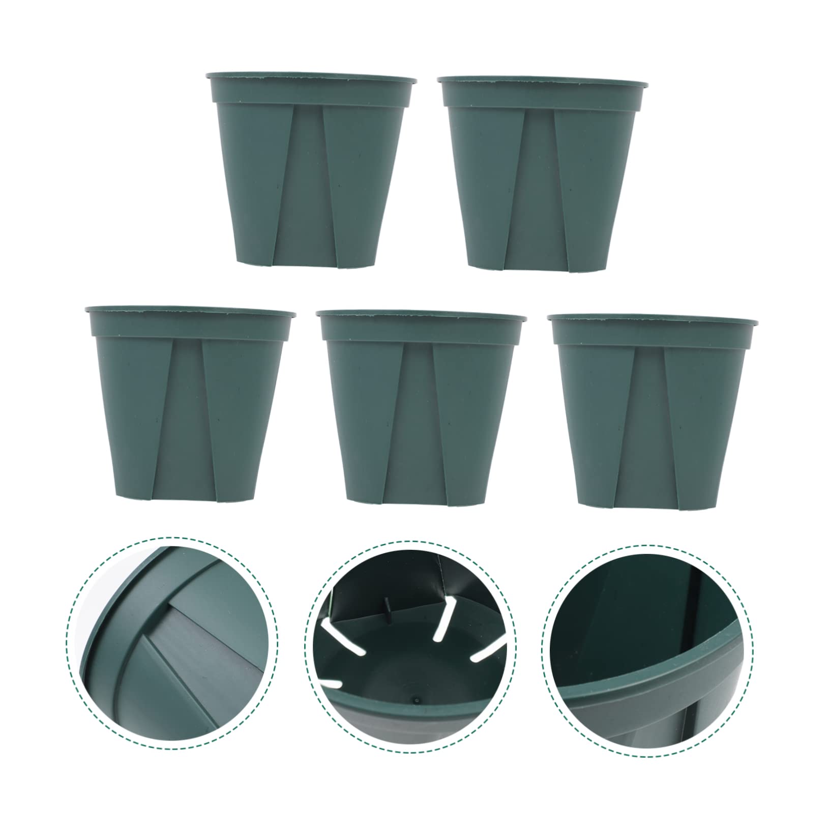 5 Pièces Lot de Pots de Fleurs Plastique Rond des Racines Respirant pour Plantes Vertes Intérieur Extérieur Jardin
