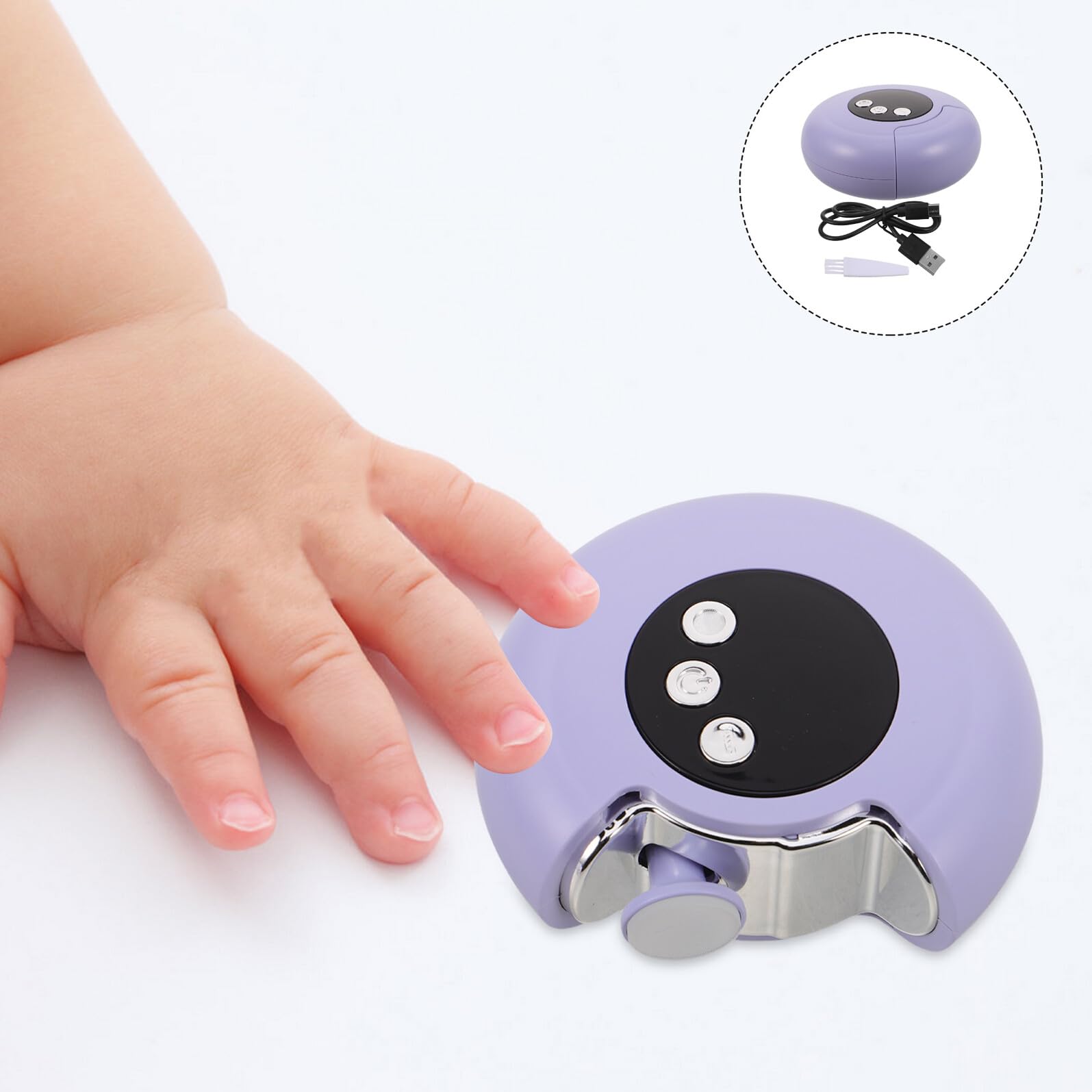 Uñas Eléctrica para Bebés Corta y Pulidor de Uñas Recargable Herramienta de Cuidado de Seguridad para Viajes Familiares y Uso Diario