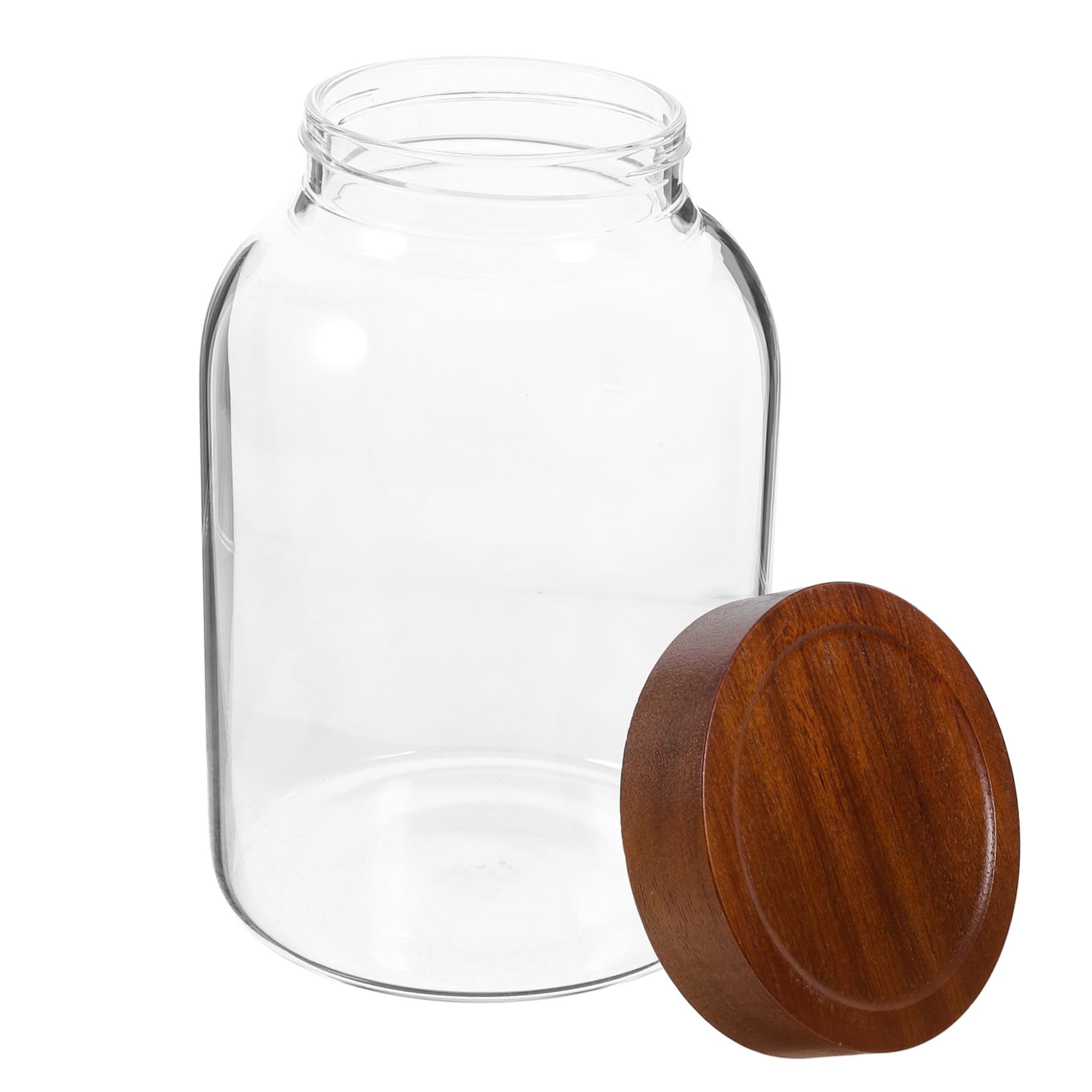 Getreidebehälter aus Glas 2800ml mit Holzdeckel, Luftdichtes Vorratsglas | Borosilikatglas, für Mehl, Kaffeebohnen und Tee, Transparent, Große Füllmenge, Küchenaufbewahrung