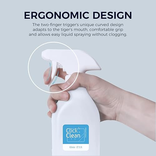 Miniatura 4 de CLICK CLEAN Botellas de plástico en aerosol, 10 etiquetas gratis incluidas, paquete de 2 botellas vacías de 18.6 onzas con boquilla ajustable y